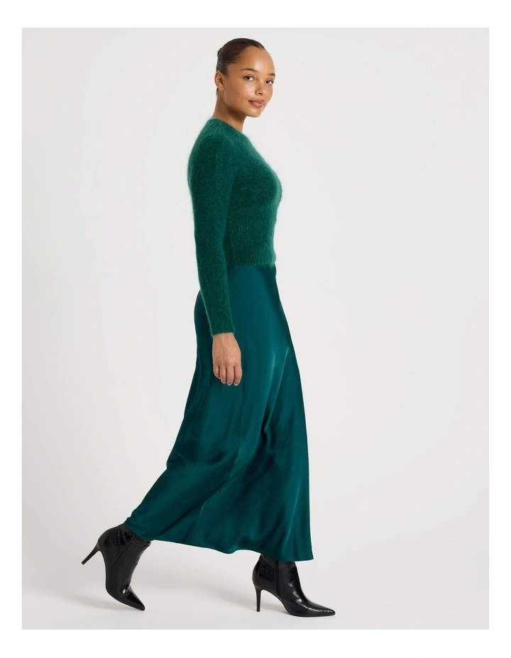 Satin Maxi Slip Skirt in Atlantic image 3