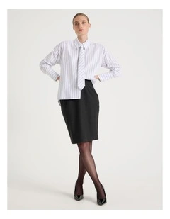Flannel Pencil Skirt in Charcoal