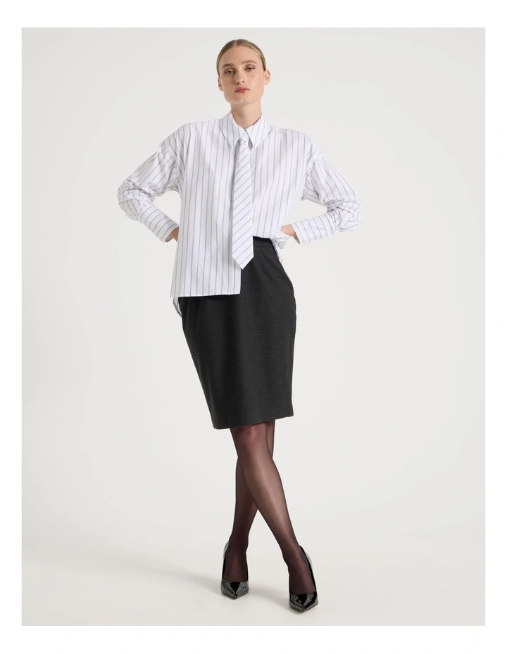 Flannel Pencil Skirt in Charcoal image 1