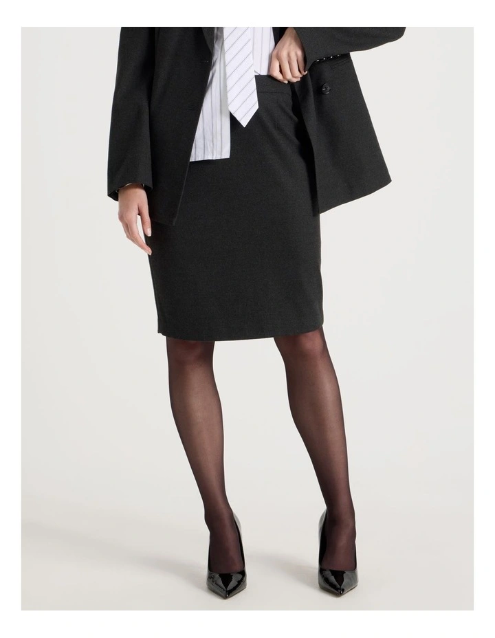 Flannel Pencil Skirt in Charcoal image 2