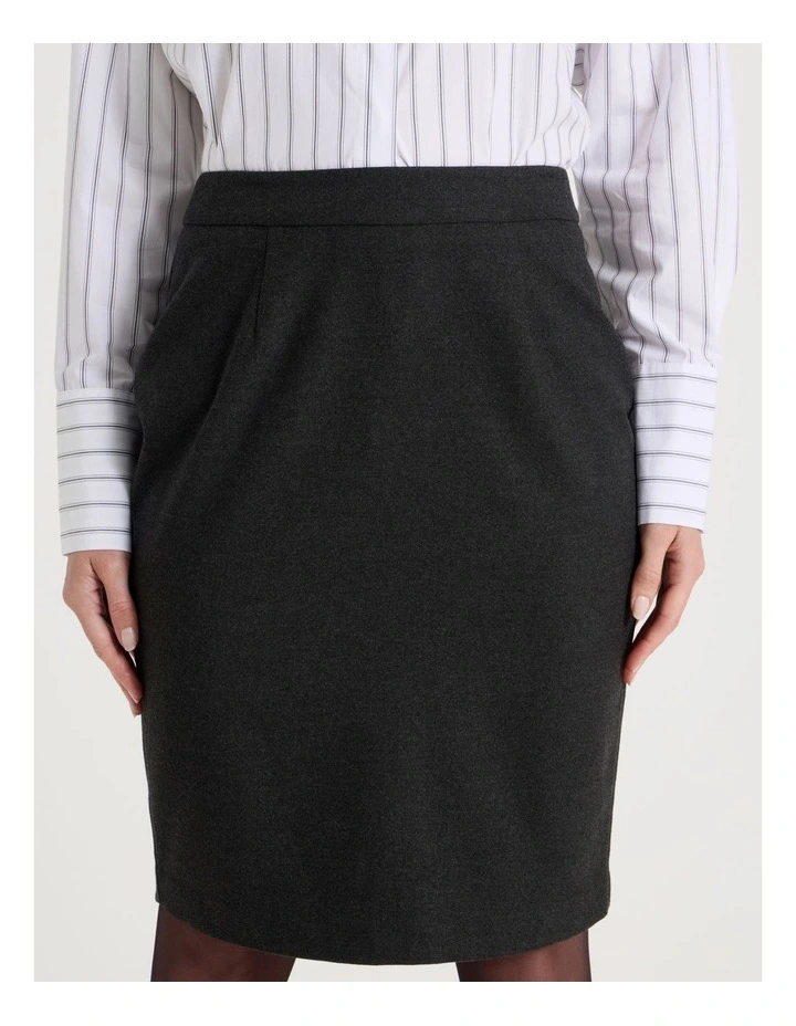 Flannel Pencil Skirt in Charcoal image 5