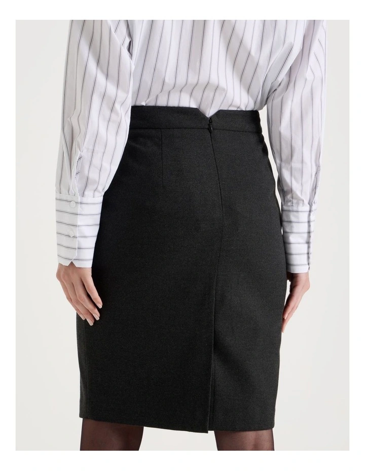 Flannel Pencil Skirt in Charcoal image 7