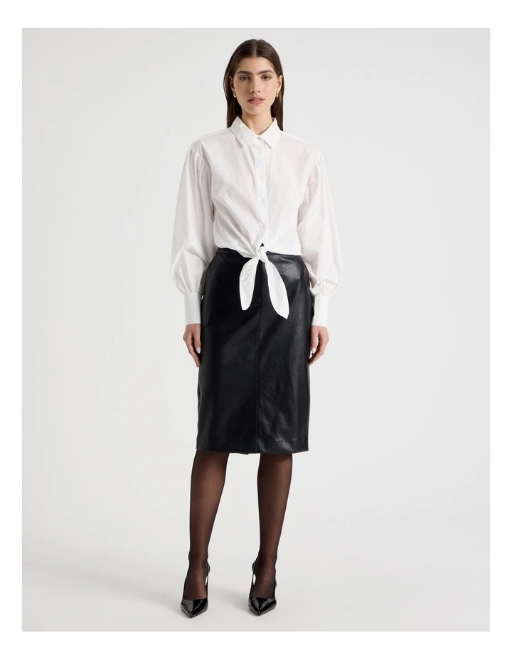 Faux Leather Pencil Skirt in Black image 5