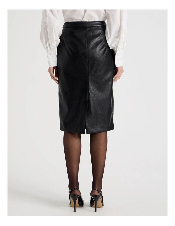 Faux Leather Pencil Skirt in Black image 6