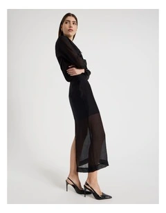 Sheer Column Skirt in Black