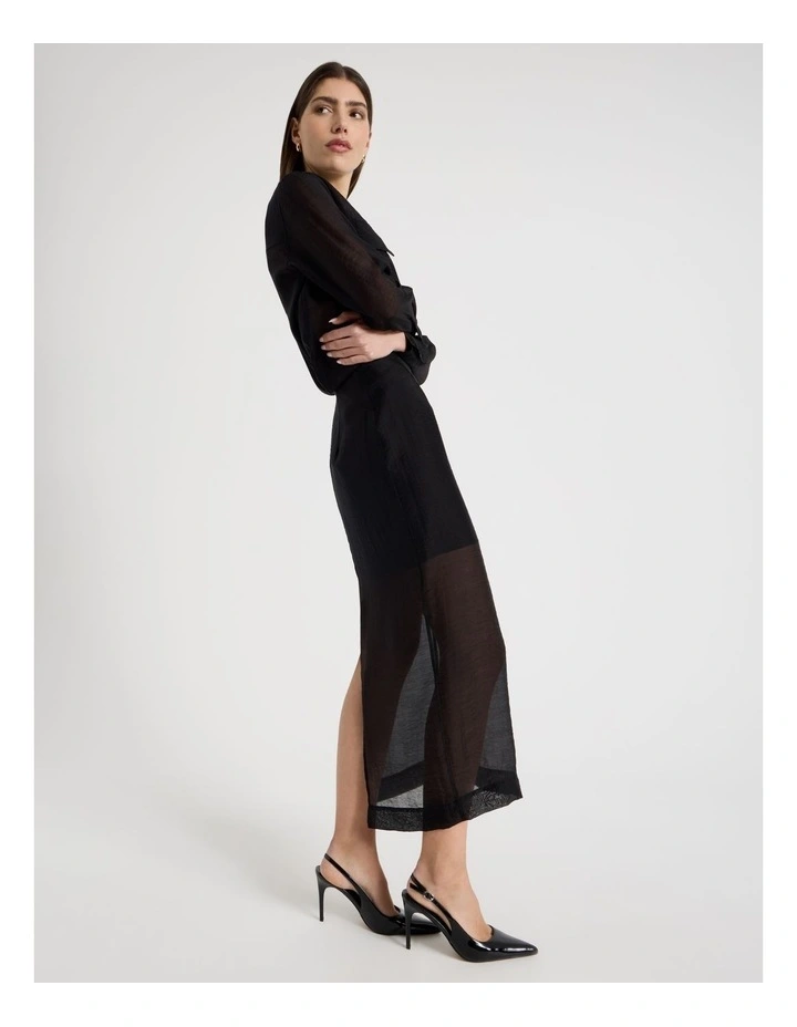 Sheer Column Skirt in Black image 1