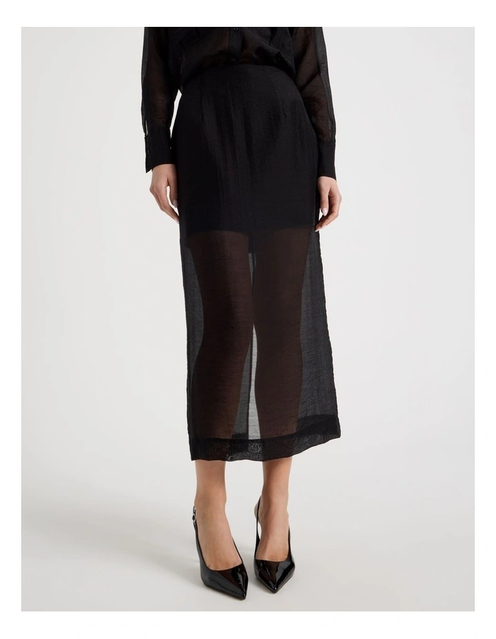Sheer Column Skirt in Black image 2