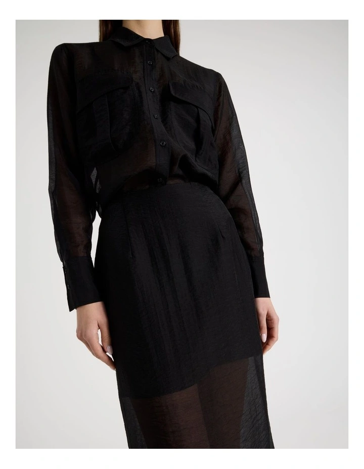 Sheer Column Skirt in Black image 4