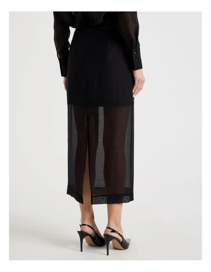 Sheer Column Skirt in Black image 6