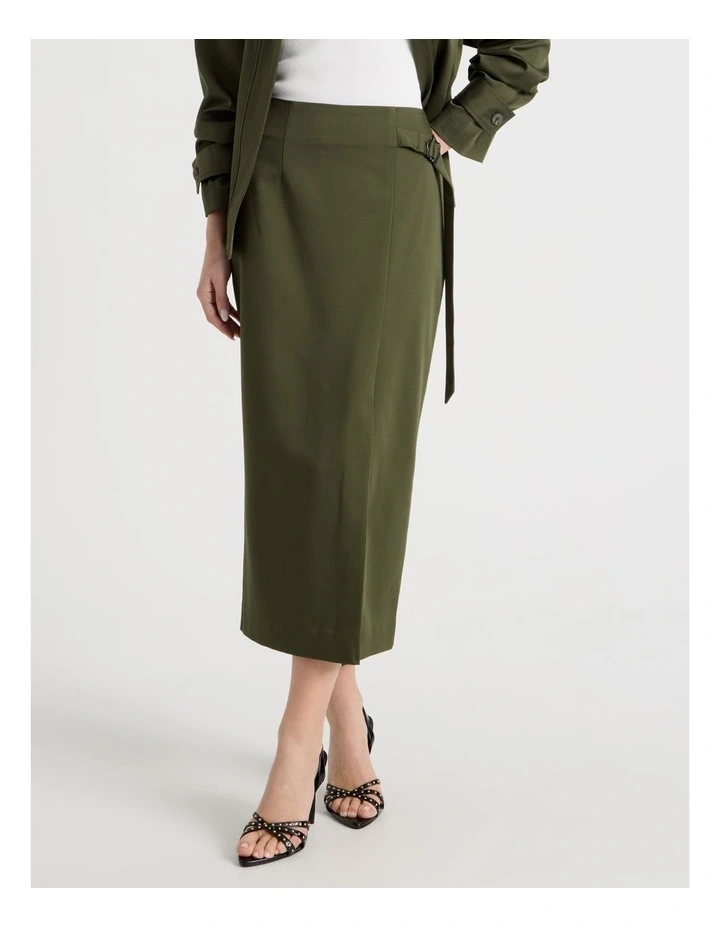 D-Ring Column Skirt in Khaki image 2