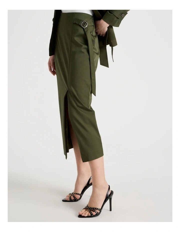 D-Ring Column Skirt in Khaki image 3
