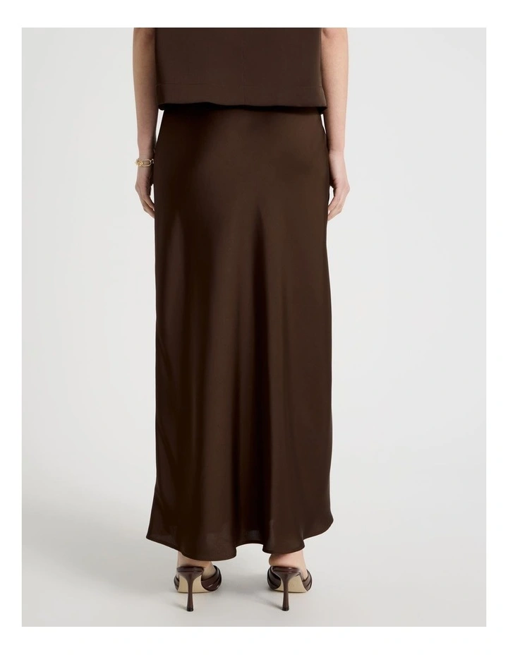 Satin Maxi Slip Skirt in Brown image 6