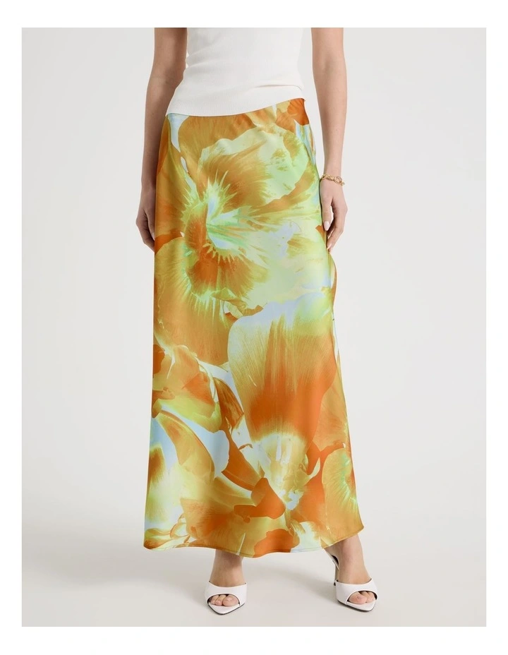 Satin Slip Skirt in Yellow image 3