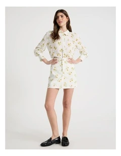 Denim Mini Skirt in Ivory