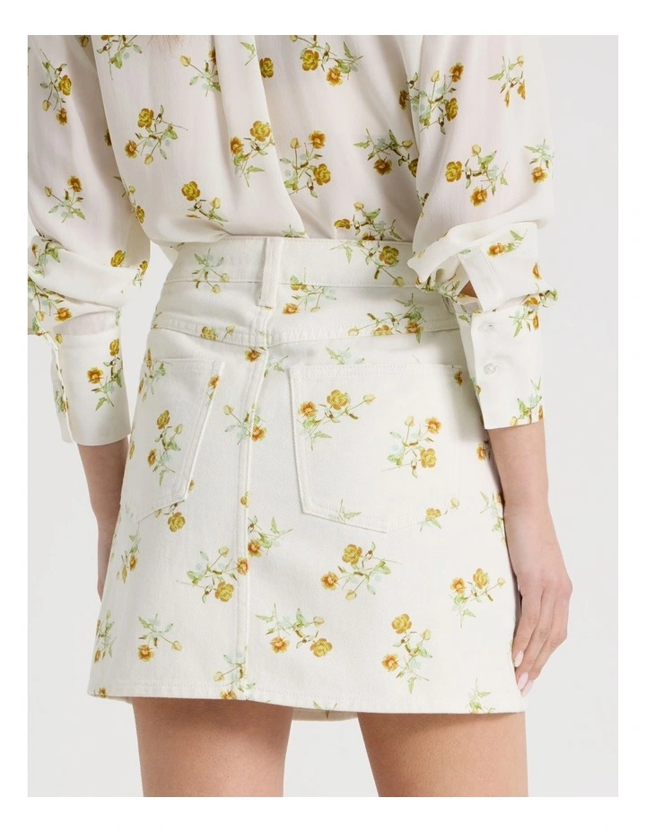 Denim Mini Skirt in Ivory image 6
