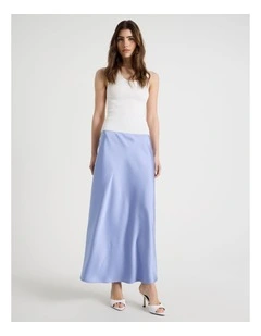 Satin Maxi Slip Skirt in Lavender