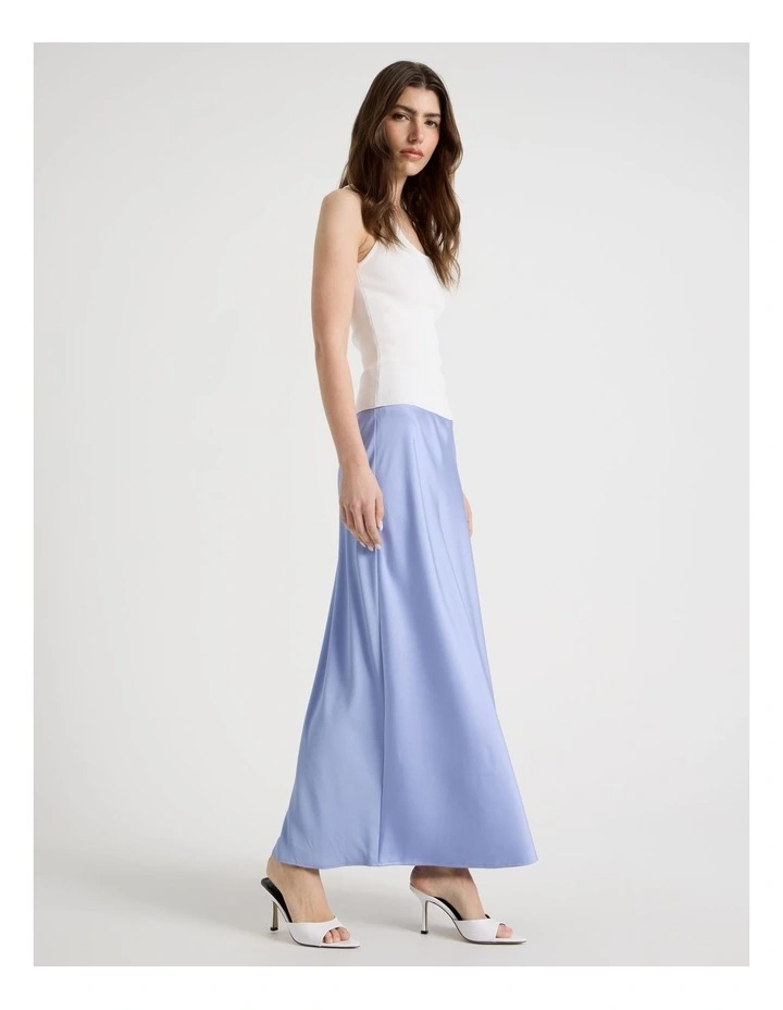 Satin Maxi Slip Skirt in Lavender image 5