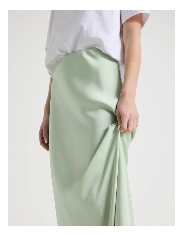Satin Maxi Slip Skirt in Mint image 4