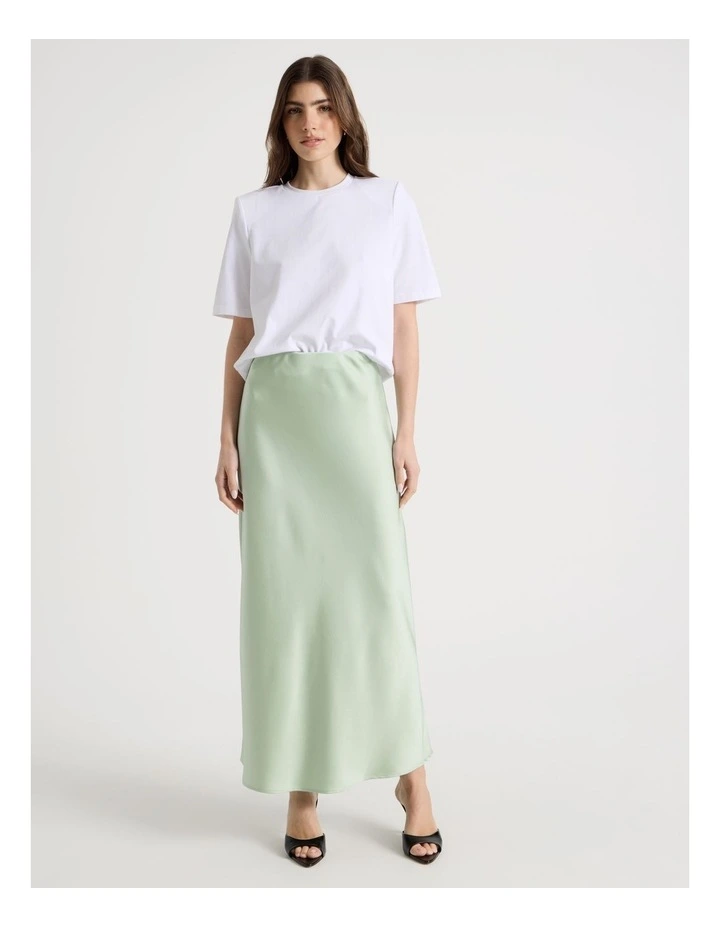 Satin Maxi Slip Skirt in Mint image 6