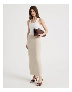 Knee Length Column Skirt in Mink