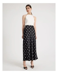Satin Slip Skirt in Black/White