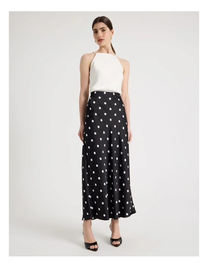 Satin Slip Skirt in Black/White image 1