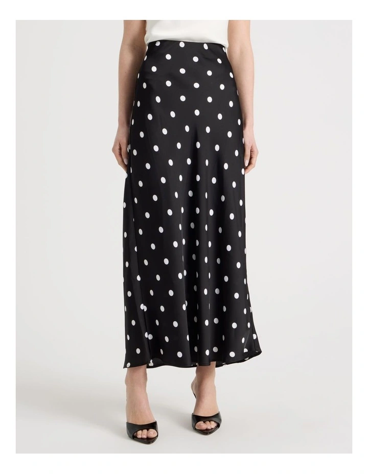 Satin Slip Skirt in Black/White image 2