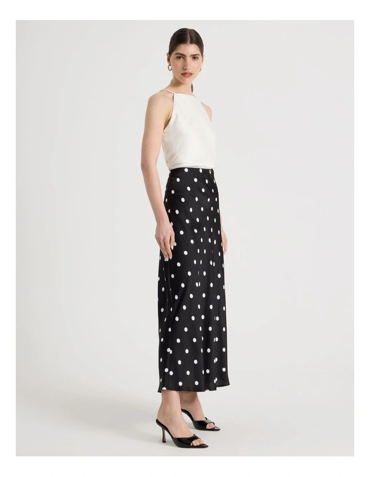 Satin Slip Skirt in Black/White image 3