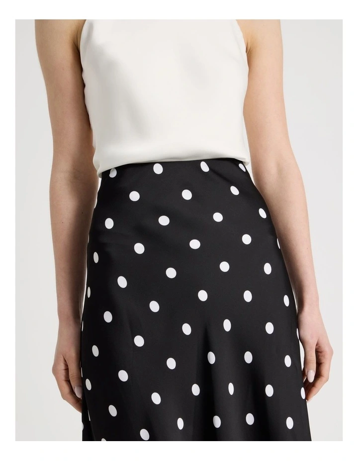 Satin Slip Skirt in Black/White image 4