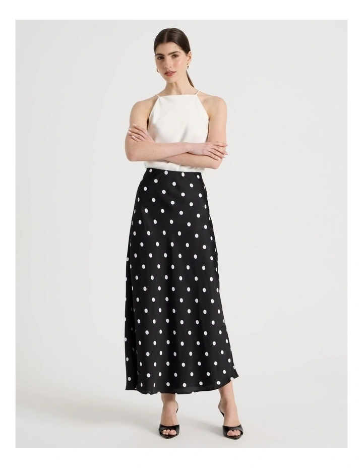 Satin Slip Skirt in Black/White image 6