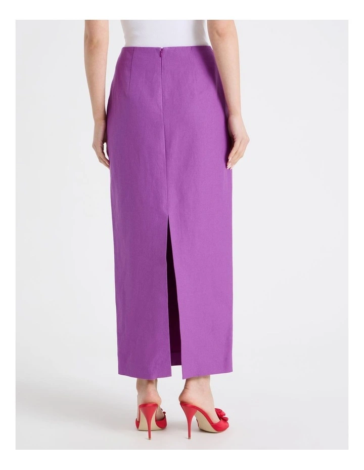 Cotton Linen Blend Column Midi Skirt in Grape image 6