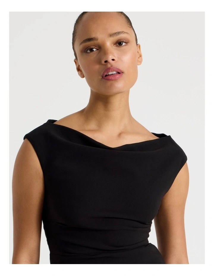 Tailored Draped Mini Dress in Black image 4