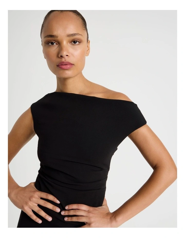 Tailored Draped Mini Dress in Black image 5