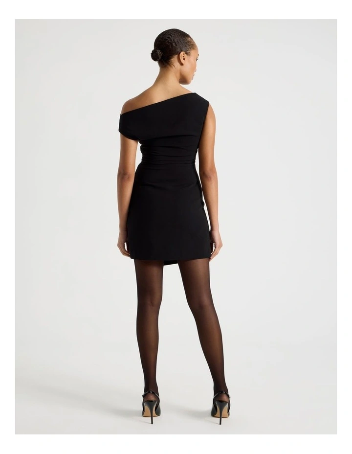 Tailored Draped Mini Dress in Black image 6