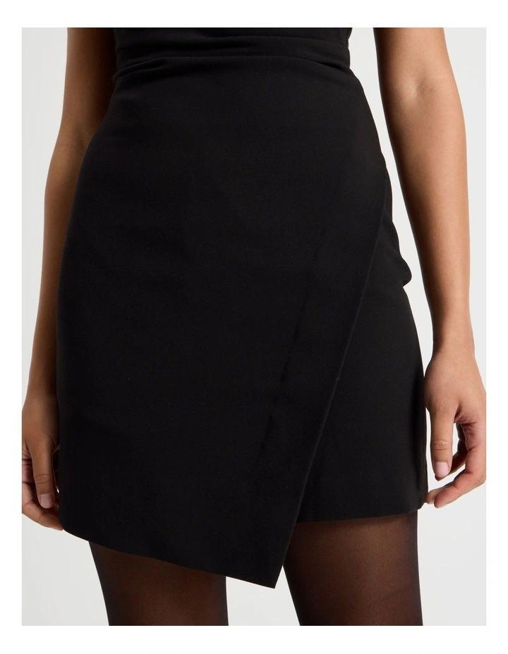 Tailored Draped Mini Dress in Black image 7