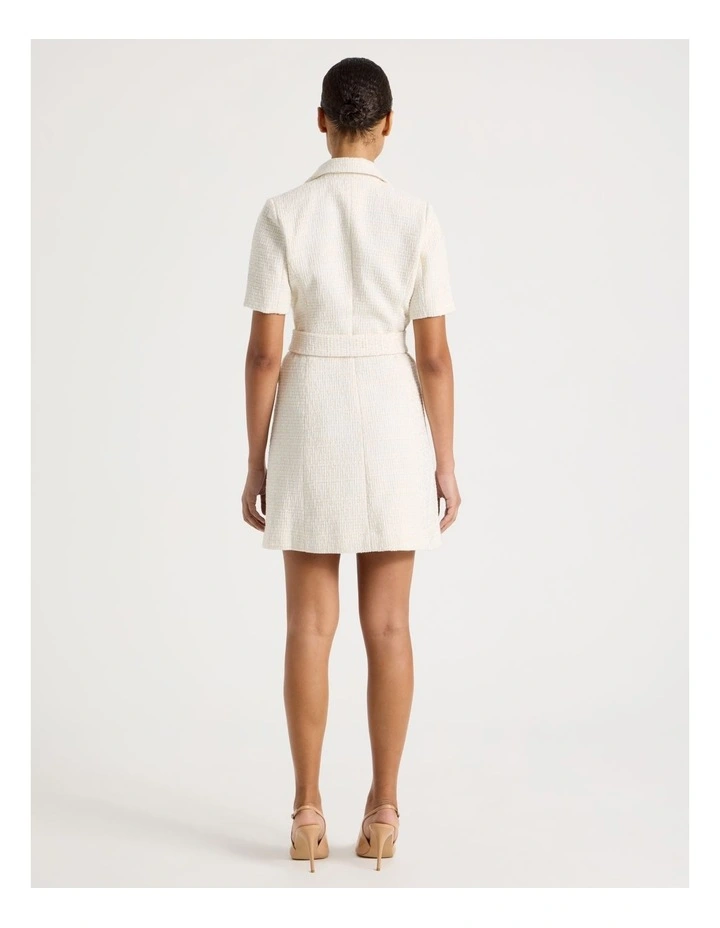 Boucle Short Sleeve Blazer Dress in Ecru image 5
