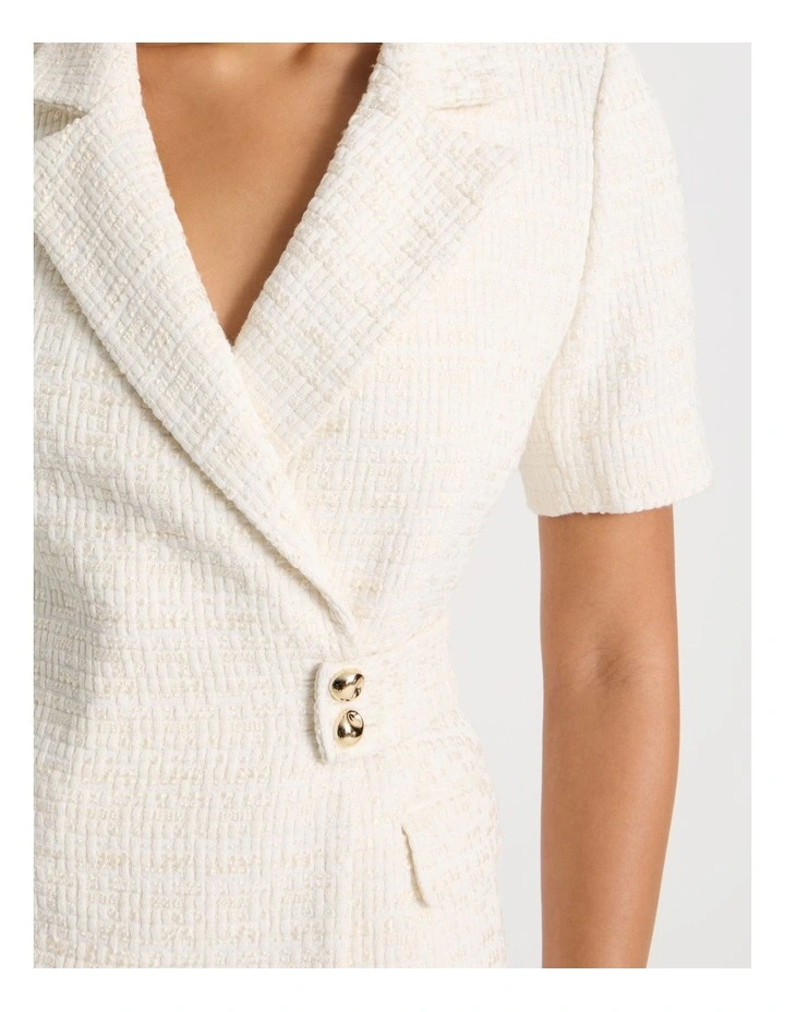 Boucle Short Sleeve Blazer Dress in Ecru image 6