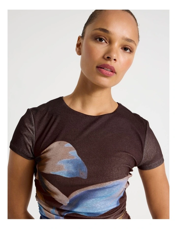 Draped Jersey Cap Sleeve Midi Dress in Blue image 2