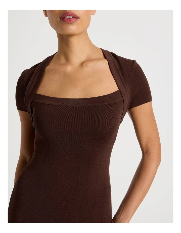 Shrug Knit Midi Dress in Dark Brown image 4