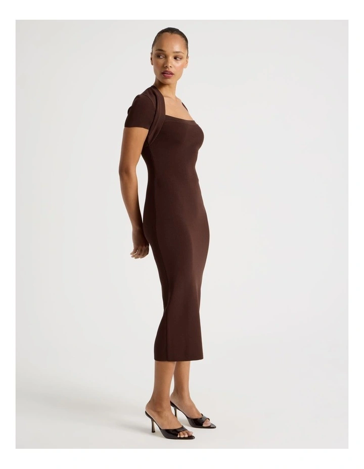 Shrug Knit Midi Dress in Dark Brown image 5