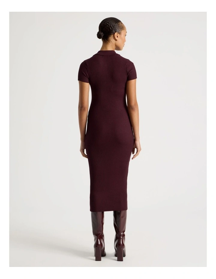 Button Down Knit Midi Dress in Wine image 5