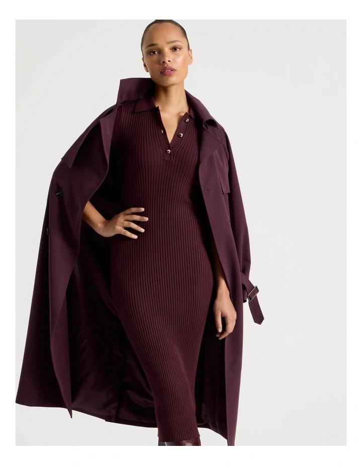 Button Down Knit Midi Dress in Wine image 6