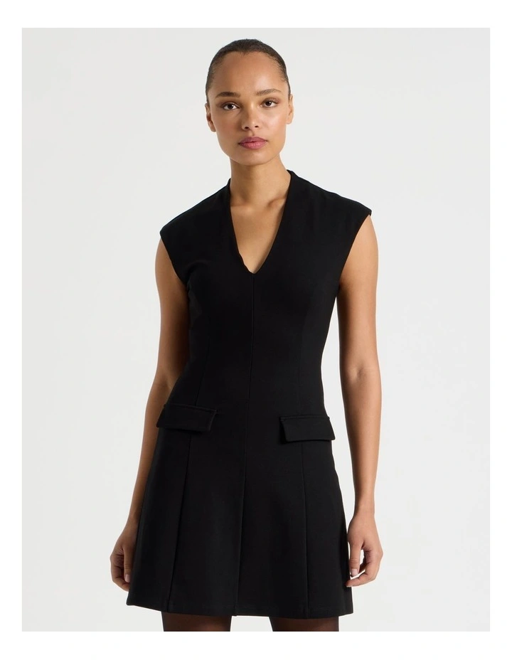 Ponte Short Sleeve Mini Dress in Black image 2