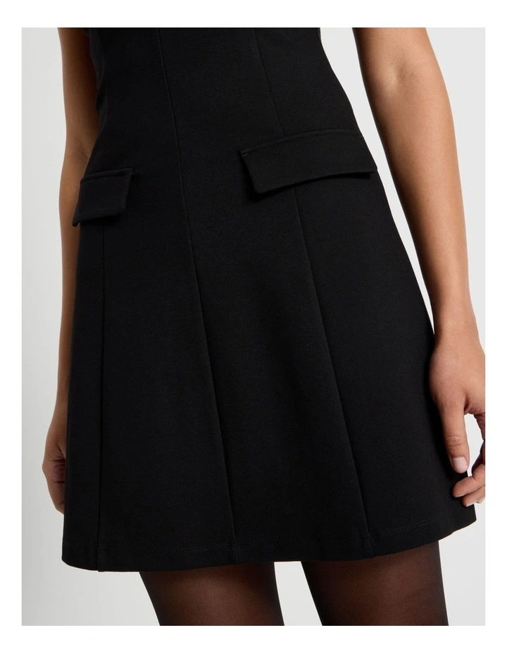 Ponte Short Sleeve Mini Dress in Black image 4