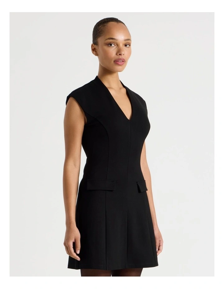 Ponte Short Sleeve Mini Dress in Black image 5
