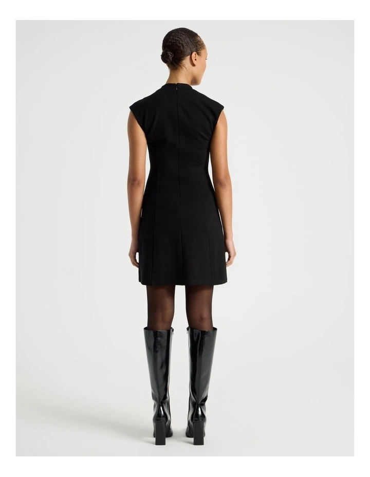 Ponte Short Sleeve Mini Dress in Black image 6