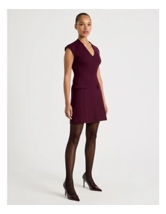 Ponte Short Sleeve Mini Dress in Wine