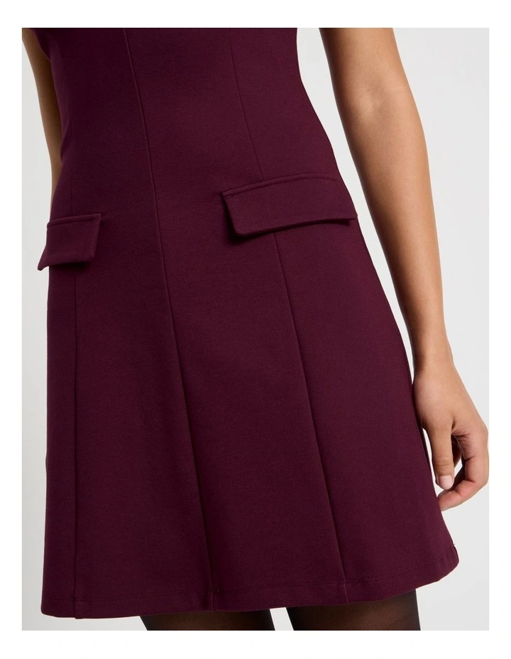 Ponte Short Sleeve Mini Dress in Wine image 4