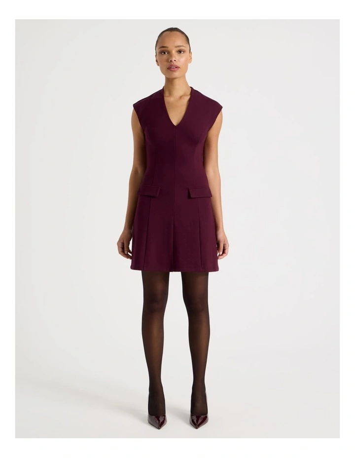 Ponte Short Sleeve Mini Dress in Wine image 5