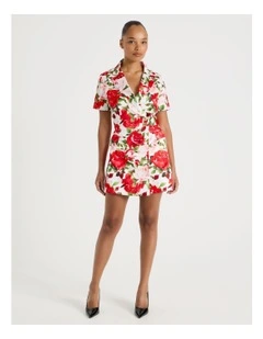 Satin Blazer Dress in Rouge